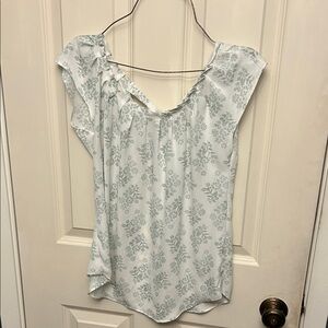 LC Lauren Conrad Light Blue Floral Blouse